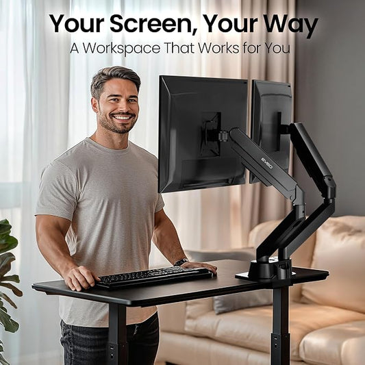 EVEO Premium Dual Monitor Mount 14"-32” Dual Monitor Arm VESA Bracket - Image 2