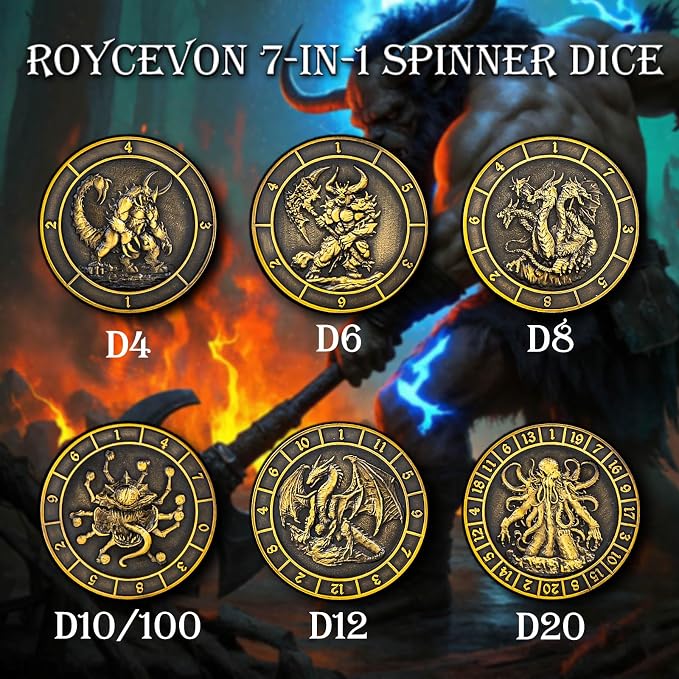 7 in 1 D6 Spinner DND Dice Set D&D, Metal Cube D and D Dice - Image 3