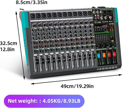 Depusheng MX12 12 Channel Sound Mixer Audio Mixing Console 48V 256DSP - Image 8