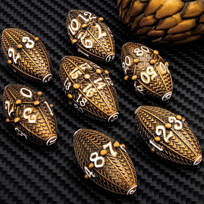 ARUOHHA DND Metal Dice Antique Gold Dragon Egg Dice - Image 5
