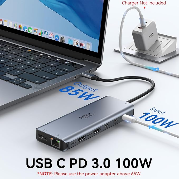 USB C Docking Station Dual Monitor, Selore 13 in 1 USB C Hub 3 Monitors - Image 6