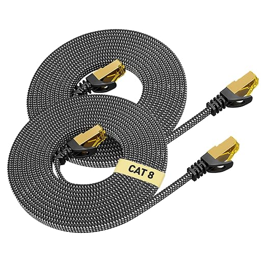 ARISKEEN Cat 8 Ethernet Cable 6 FT 2 Pack, Nylon Braided High Speed Cat8 by ARISKEEN