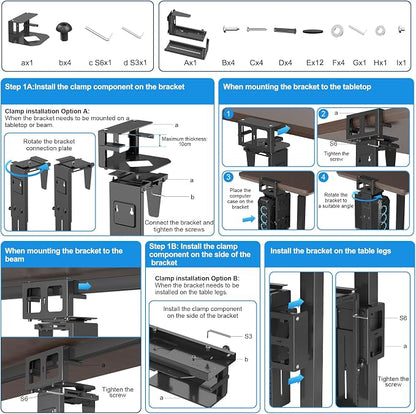 Suptek Clamp-on Desk or Desk Leg PC Mount, Adjustable Height and Width - Image 9