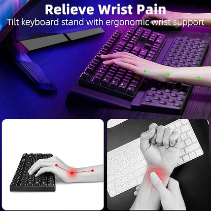 Ospelelf Keyboard Stand with Wrist Rest, Comfy Ergonomic Keyboard Riser Holder - Image 2