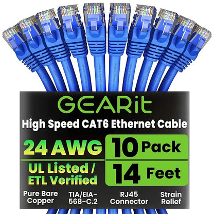 GEARit Cat 6 Ethernet Patch Cable 14 ft Blue by GEARit