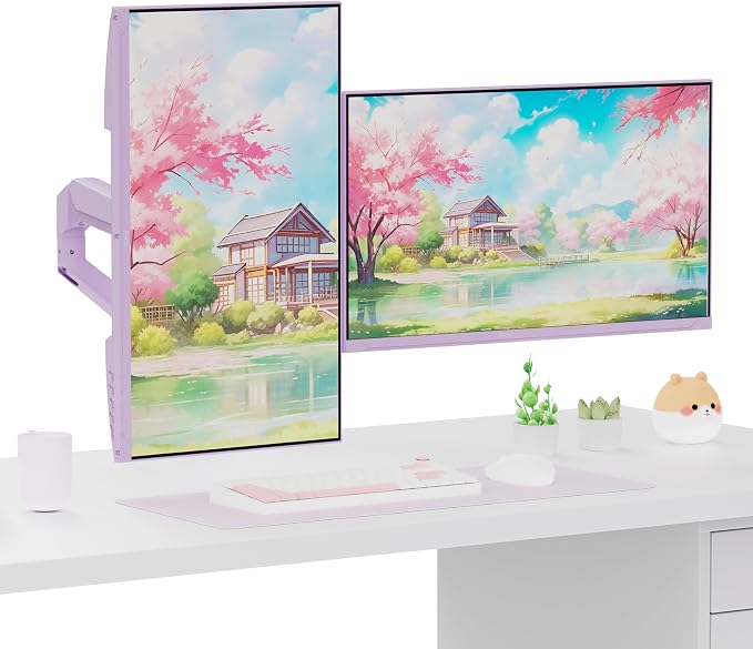 Pixio PS1D Wave Purple Dual Monitor Arm Stand Desk Mount - Image 7