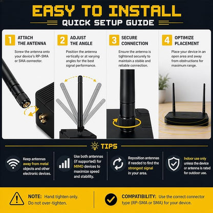 Tri-Band WiFi Antenna 10dBi High Gain 2.4GHz, 6GHz | Pair of Black/Bronze | - Image 9