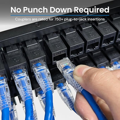 ICC CAT5e Feed-Through Patch Panel, 48 Port, 2U Rackmount, RJ45 Ethernet Patch - Image 3