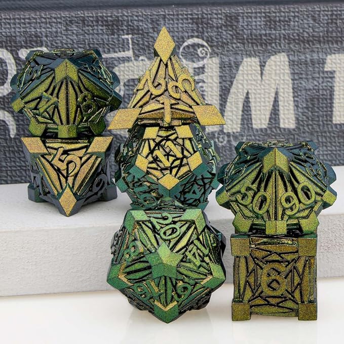 7PCS Metal DND Dice Set with Box, Debris RPG D and D Dice - Image 5
