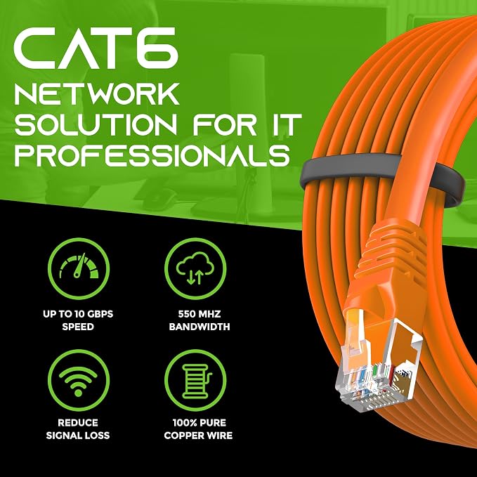 GearIT Cat 6 Ethernet Cable Cat6 Network Patch, Snagless Cord, Internet - Image 9