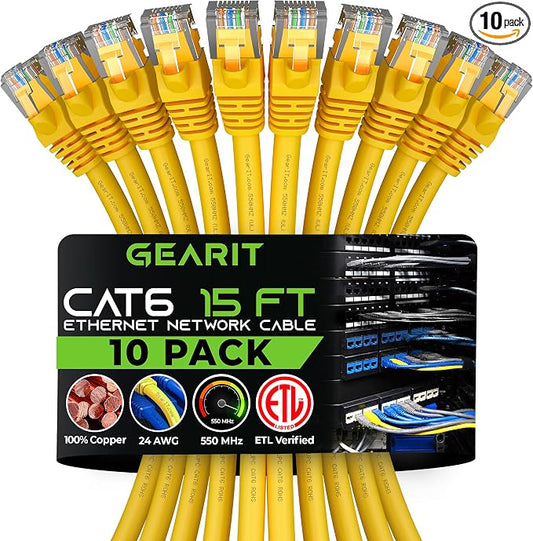 GearIT Cat 6 Ethernet Cable Cat6 Network Patch, Snagless Cord, Internet by GEARit