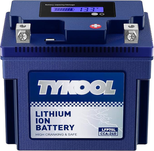 TYKOOL YTZ7S / YTX7L Lithium LiFePO4 Motorcycle Battery, 12 V 4 Ah, 240 CCA by TYKOOL