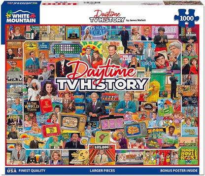 White Mountain Daytime TV History Puzzle 1000 Piece Retro Collage Jigsaw Puzzle - Image 2