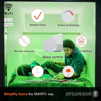 Sylvania WiFi LED Smart Light Bulb, 65W Equivalent Full Color and Tunable White - Image 3
