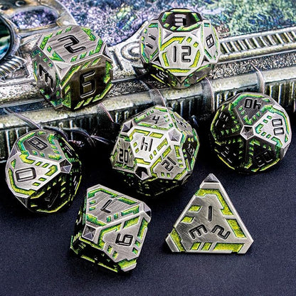 Metal DND Sci-fi Dice Set 7PCS Stripe Polyhedral Dice - Image 6