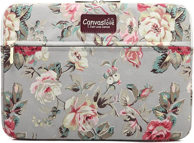 Canvaslove Rose Pattern Canvas Laptop Sleeve Case Bag - Image 7