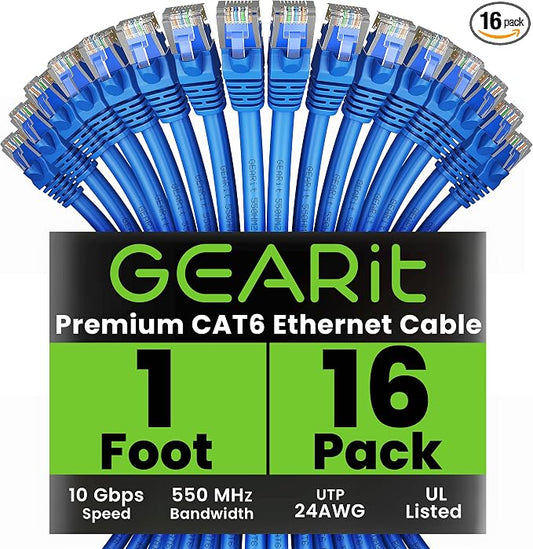 GearIT Cat 6 Ethernet Cable Cat6 Network Patch, Snagless Cord, Internet by GEARit