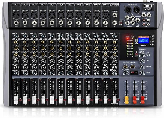 Pro DJ Mixer 12-Channel Audio Console by Froket