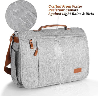 ESTARER Messenger Bag 17-17.3 Inch, Men's Computer Bag Water-resistant Canvas - Image 5