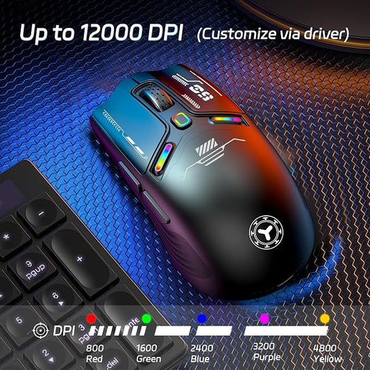 TENMOS M530 Wireless Gaming Mouse, 2.4G/Bluetooth/USB C Wired Rechargeable Mouse - Image 2