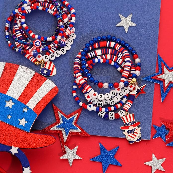 Independence Day Bracelets for Women, 4th of July Accessories USA Patriotic 250 - Image 4
