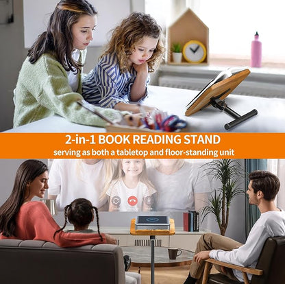 NAMON 2-in-1 Dual-use Floor & Desktop Book Stand, 100% Solid Wood, Height - Image 2