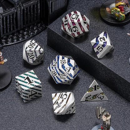 Metallic Stripes Dice with Gift Case, D&D Metal Polyhedral Dice Sets - Image 6
