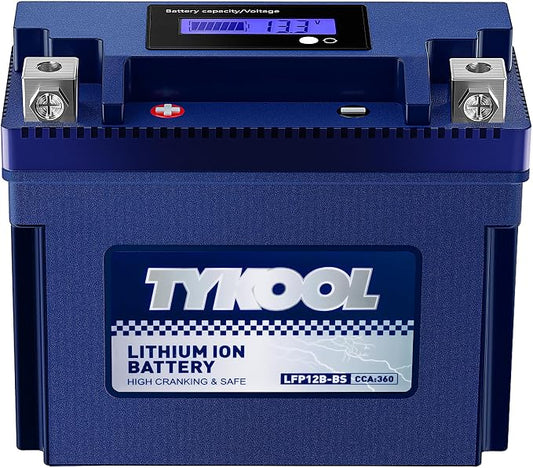 TYKOOL YT12B-BS, 3X Cranking Amps, Lithium LiFePO4 Motorcycle Battery, 12V 6Ah by TYKOOL