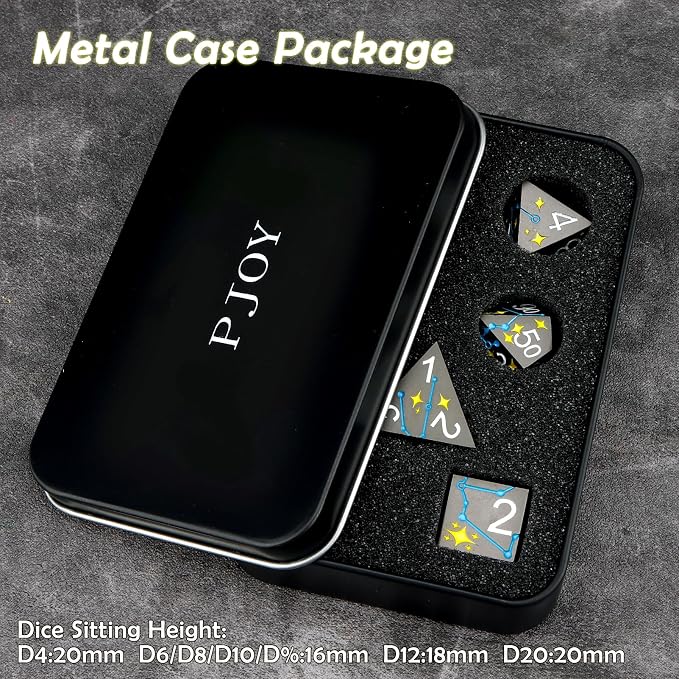 PJOY Metal Dice Set D&D Star DND Dice Set Polyhedral Dice - Image 6