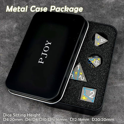 PJOY Metal Dice Set D&D Star DND Dice Set Polyhedral Dice - Image 6