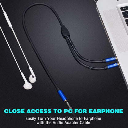 Tan QY Headphone Splitter 1Ft, 3.5mm Female to 2 Dual 3.5mm Male Headphone Mic - Image 5