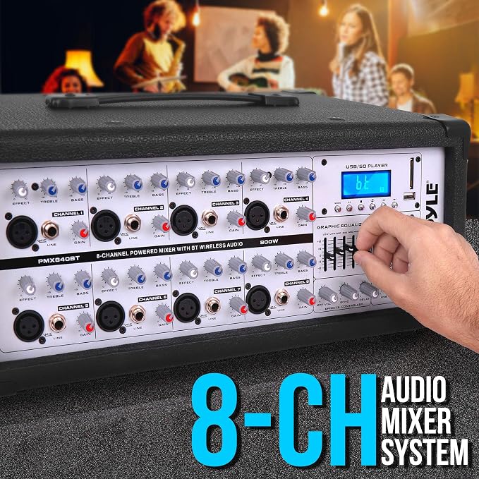 Pyle 800W Bluetooth Stage Powered Mixer - Image 6