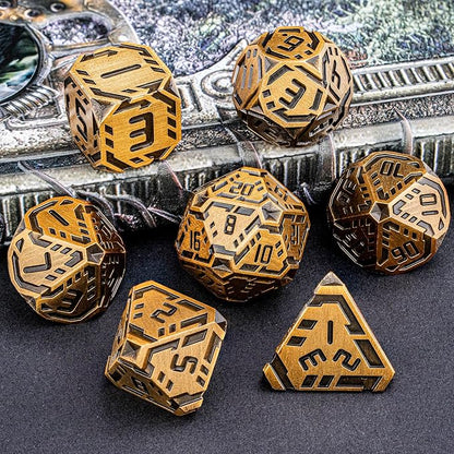 Metal DND Sci-fi Dice Set 7PCS Stripe Polyhedral Dice - Image 6