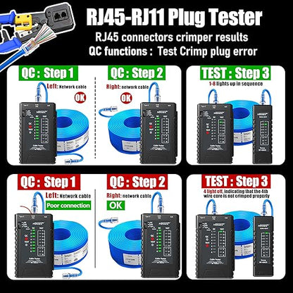 NF-468CS Network Cable Tester, RJ45/RJ11/CAT5/CAT6/CAT5E/CAT6A/ CAT7/POE Test - Image 7