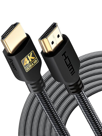 PowerBear 4K HDMI Cable 25 ft High Speed, Braided Nylon & Gold Connectors by PowerBear