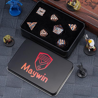 Metallic Glitter Stripes D&D Dice Set, DND Metal Dice - Image 7