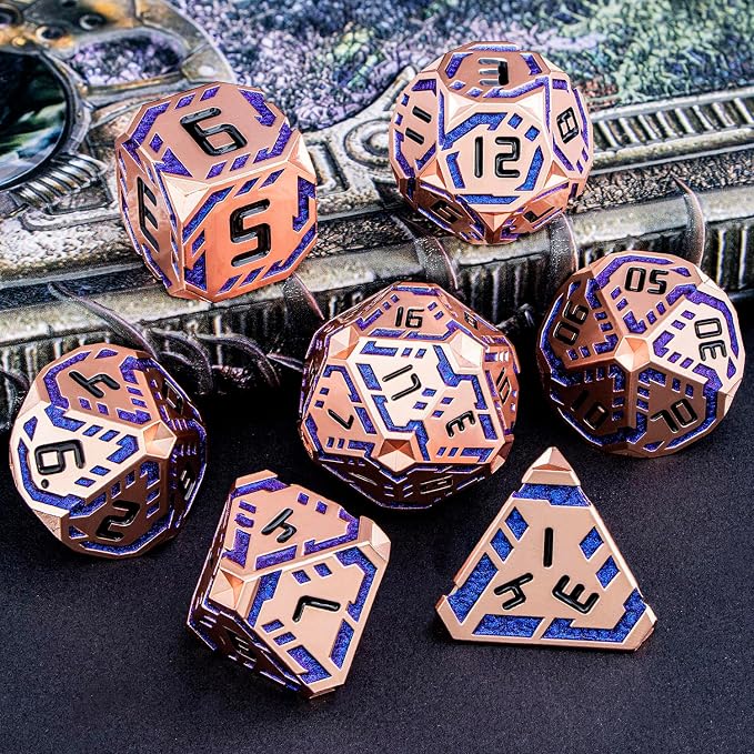 Metal DND Sci-fi Dice Set 7PCS Stripe Polyhedral Dice - Image 6