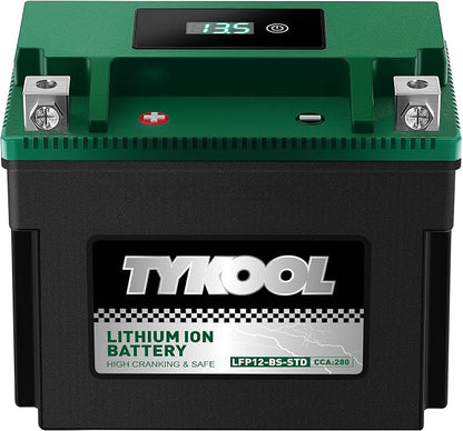 TYKOOL YTX12-BS STD LiFePO4 Lithium Motorcycle Battery, 2X Cranking Amps by TYKOOL