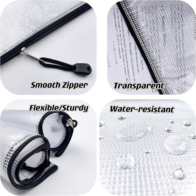 Oaimyy-16 PCS-Mesh Zipper Pouch, Plastic Zip File Folders Puzzle Bags Large - Image 4