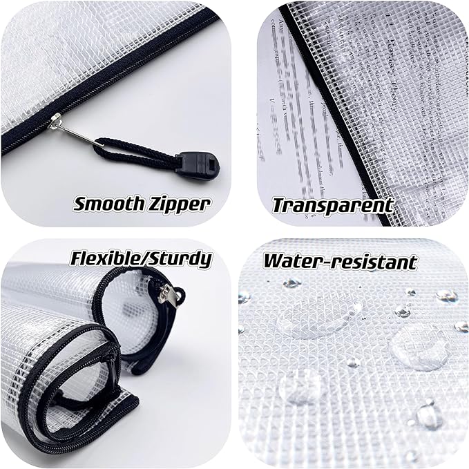Oaimyy-24PCS-7 x 11" inches-Mesh Zipper Pouch, Plastic Zip File Folders Puzzle - Image 5