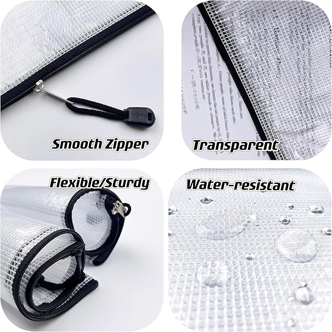 Oaimyy-A3, Mesh Zipper Pouch Document Folders Bag & Plastic Zip File Folders - Image 4