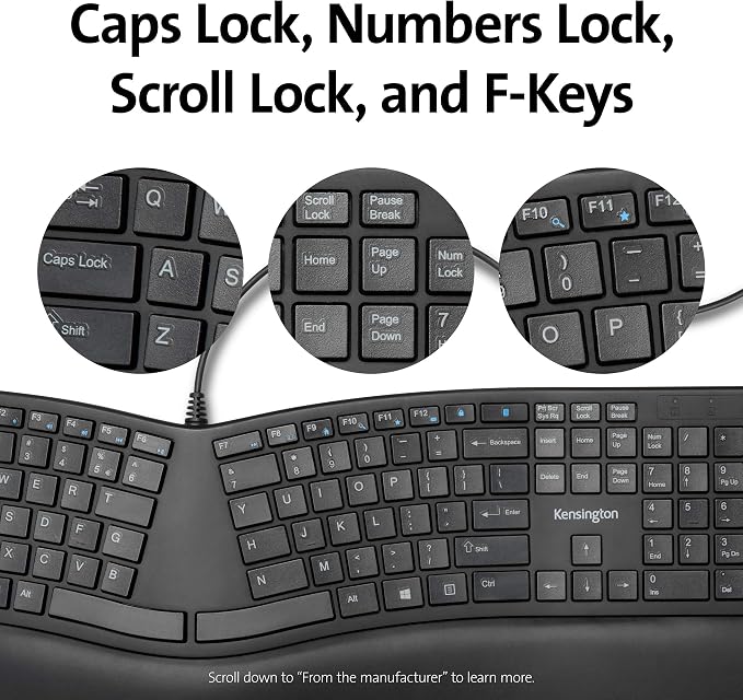 Kensington Pro Fit Ergonomic Wired Keyboard- Black - Image 6