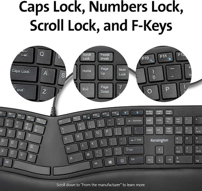 Kensington Pro Fit Ergonomic Wired Keyboard- Black - Image 6