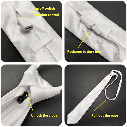 LED Neck Ties for Men Party Fiber Optic Light Up Necktie Bar Rave Funny Glow - Image 5