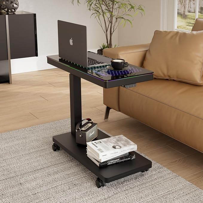 EUREKA ERGONOMIC Height Adjustable Computer Tower Stand, Illuminated Glass - Image 9