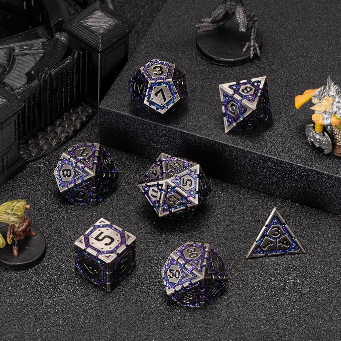 Metal D&D Dice Set, Polyhedral Metallic Dice - Image 2