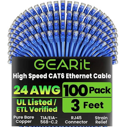 GEARit Cat 6 Ethernet Patch Cable 3 ft Blue by GEARit