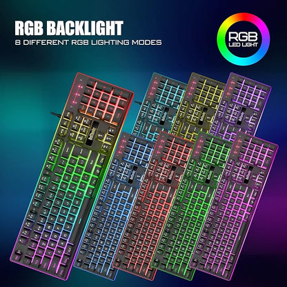 RedThunder K10 Wired Gaming Keyboard and Mouse and Wrist Rest Combo, RGB Backlit - Image 3