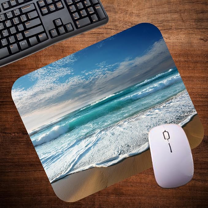 Coastal Shoreline Waves Sandy Beach Theme Mouse Pad Mat Mousepad - Image 4