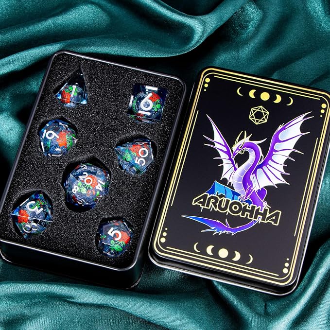 ARUOHHA Liquid Core DND Dice Set, Vampire Sharp Edged Dragons Dice Compatible - Image 6